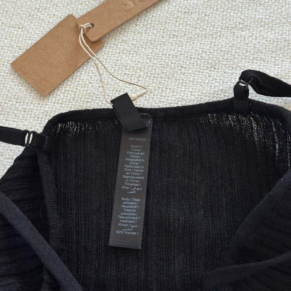 Skims Sheer Knit Cami Bodysuit in Onyx, Size X-Small - Picture 8 of 10